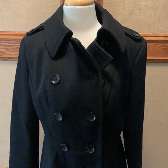 Michael Kors Heavy Wool Double breasted pea coat jacket, Black - Picture 3 of 8